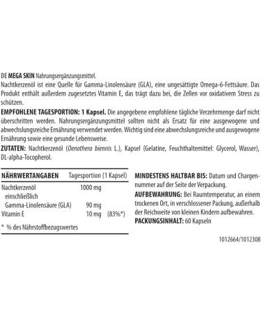 Activlab DODA D EAU Mega Skin 60 Vegetable Capsules | Moisturizing Properties Soothes Skin Irritation Skin Elasticity | Evening Primrose Oil GLA Gamma Linolenic Acid Vitamin E - Buy Online on GoSupps.com