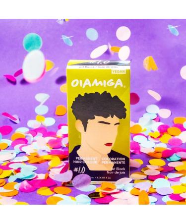 Oiamiga Jet Black Permanent Hair Dye Inclusive Hair Colour for All Hair Types Rapid Processing Made with Natural Ingredients Vegan and Cruelty Free 120ml - Buy Online on GoSupps.com
