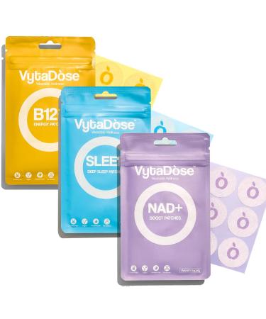 Vytadose Energy NAD+ & Sleep Support Patch Trio Topical Skin-Friendly Water-Resistant Patches for Daily Focus Wellness and Restful Routine