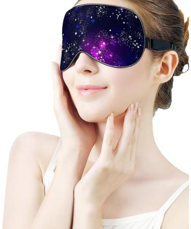 Lightweight Space Galaxy Sleep Eye Mask for Men & Women Adjustable Constellation Eyeshade for Better Sleep | Purple Blue Light Blocking - Buy Online on GoSupps.com