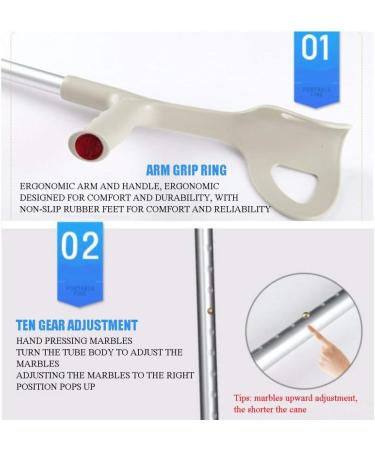 Crutch Thickened Aluminum Alloy Elbow Crutches Non-Slip Retractable Height Arm Polio Rehabilitation Crutches 2PCS It's so Kind of You Prosperous - Buy Online on GoSupps.com