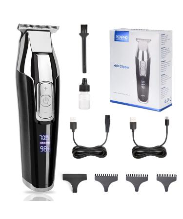 Renpho Trimmer for Men Professional Cordless hair Clippers Kit Electric for Barbers Hair Cutting, Hair and Beard T-blade Trimmer for Home, 4-Speed Motor, Precise Length Settings,Great for Dad. A-BLACK