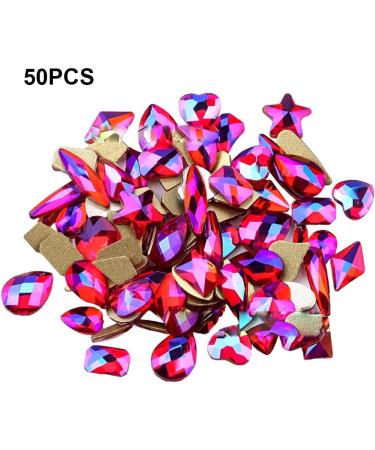 dijiusidy 50 Pieces Glass Crystal Set Eye-catching Personalized Nail Art Rhinestones DIY Handcraft Manicure Accessories for Card Making Bright Red AB - Buy Online on GoSupps.com