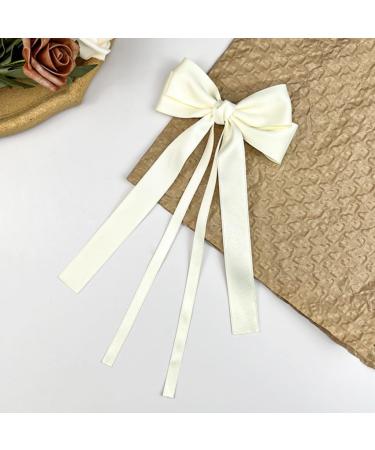 Double Layer Ribbon Bow Hair Clip Women Korean Bowknot Long Ponytail Clip Sweet Girls Hairpin Barrettes Headwear Gift Beige - Buy Online on GoSupps.com