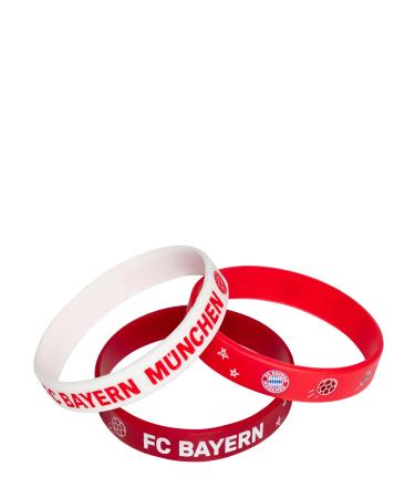 FC Bayern Munich children's bracelet set of 3 | Unisex | Red & white | Silicone | Nickel-free approx. 5 cm diameter