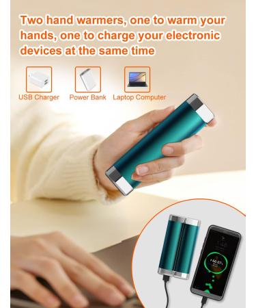 Rechargeable Hand Warmers - 10000mAh 2 Pack, 3 Levels, Max 15Hrs Warming, Power Bank for Outdoors - Green - Buy Online on GoSupps.com