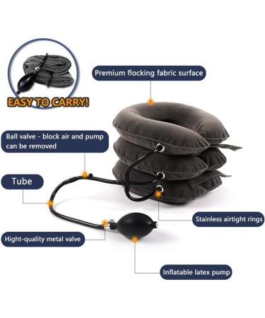 Cervical Neck Traction Device | Neck Stretcher for Neck Pain Relief Inflatable Neck Brace Collar Provides Neck Decompression and Support for Home Use (Classic Gray) - Buy Online on GoSupps.com