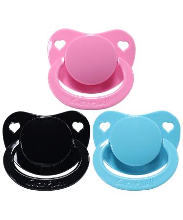 CutiePlusU Adult Sized Pacifier Dummy for Adult-Big Shield 3 Pack-Pink Blue Black