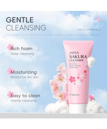 FEESHOW Daily Use Sakura Foaming Face Cleanser Cream Deep Cleaning Moisturizing Smooth Skin Oil Water Balance Pink One Size One Size Pink - Buy Online on GoSupps.com