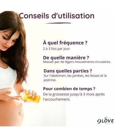 9LOVE Silky Stretch Mark Pregnancy Oil - To Apply From the First Weeks - Sweet Almond and 6 Natural Ingredients Including Argan and Calendula (100 ml) - Buy Online on GoSupps.com