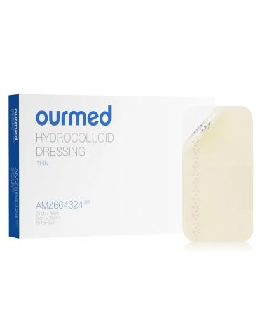 Ourned hydrocolloid pavement 5cm x 10cm extra thin 0.3 mm hydrocolloid association waterproof hydrocolloid wound association for slightly exuding wounds pressure ulcer burns blisters 10 pieces 5cm x 10cm 0.3mm