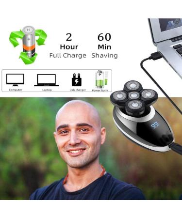 5 in 1 Electric Head Shaver for Bald Men - IPX7 Waterproof Adjustable & Rechargeable Razor | Unisex Hair Trimmer with 5 Floating Heads - Buy Online on GoSupps.com