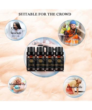 Aromatherapy Chamomile Essential Oil Set for Air Freshener 100% Pure Vetiver Essential Oils for Diffuser 100% Pure Peppermint Oils Set 4x10ml Aromatherapy Eucalyptus Oils Set for Humidifier - Buy Online on GoSupps.com