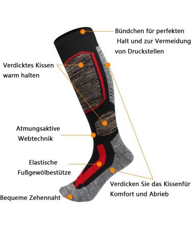 JTEG Unisex Ski Socks - Thermo Knee Socks for Winter Sports | 2 Pairs Red-Orange for Men Women & Kids - Buy Online on GoSupps.com