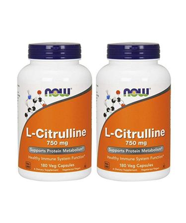 NOW Foods L-Citrulline 750 mg, 180 Capsules (2 Pack) 180 Count (Pack of 2) - Buy Online on GoSupps.com