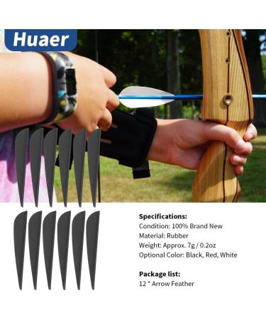 12 PCS 3 Archery Arrows Feathers - DIY Rubber Feather Fletching - Left/Right Wing Parabolic - Black - Buy Online on GoSupps.com