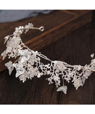 Lurrose Baroque Wedding Crown - Crystal Butterfly Flower Tiara for Women and Girls - Buy Online on GoSupps.com