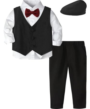 mintgreen Baby Boys Blazers Suit 5pcs Wedding Clothes Shirt + Trousers + Waistcoat + Bowtie + Cap Outfits 1-4 Years Solid Black 2-3 Years - Buy Online on GoSupps.com