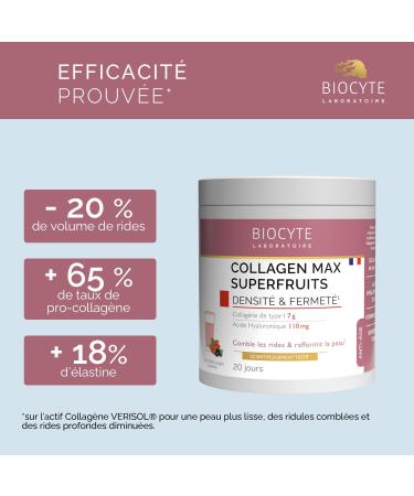 Collagen Max Superfruits Anti-Aging Skin Youth Supplement Collagen Hyaluronic Acid Acaai Acerola Vitamin C 20 Days of Intake Laboratory Biocyte - Buy Online on GoSupps.com