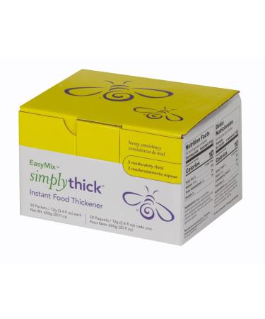SimplyThick EasyMix | 50 Count of 12g Individual Packets | Gel Thickener for those with Dysphagia & Swallowing Disorders | Creates An IDDSI Level 3 - Moderately Thick (Honey Consistency)
