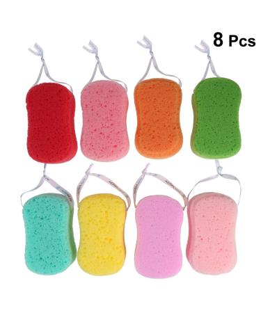 8pcs Soft Bath Sponge Set for Kids & Adults - Assorted Color Loofah Scrubbers - Buy Online on GoSupps.com