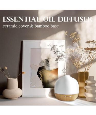 Buy Essential Oil Diffuser - Aromatherapy Ceramic 180ml for Large Rooms | Bamboo Base Night Light Auto Shut-Off | International Shipping - Buy Online on GoSupps.com