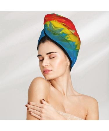 Fantastic Parrot Feather Coral Velvet Dry Hair Cap | Unisex Towel Wrap for Bathroom Pool Beach & Home - Buy Online on GoSupps.com