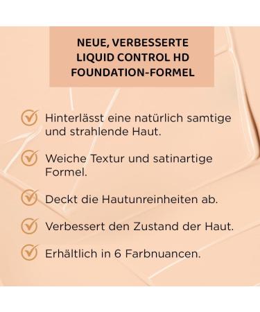 Eveline Cosmetics Liquid Control HD Foundation with Niacinamide - 025 Light Rose | Moisturizing and Long-Lasting Makeup with Hyaluronic Acid & Vegan Collagen - 33 ml - Buy Online on GoSupps.com