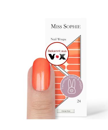 Original Miss Sophie Nail Foils Belle Fleur I 24 Ultra-D nne Nail polish stripes I Color Orange Rose I Finger & Nags I stops on natural and painted acrylic gel shellac nails