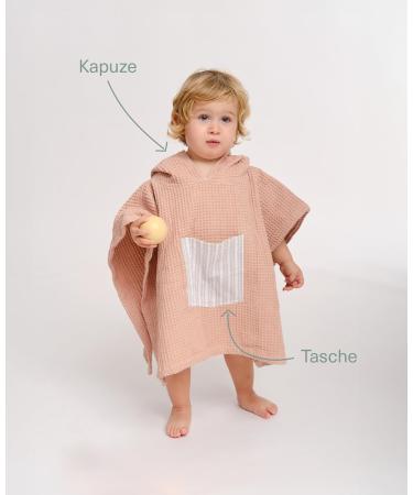 Molis & Co. Kids Batheponcho - Hooded Striped Beach Towel for Ages 5-6 | Compact Oeko-Tex 100 Bathrobe in Altrosa - Buy Online on GoSupps.com