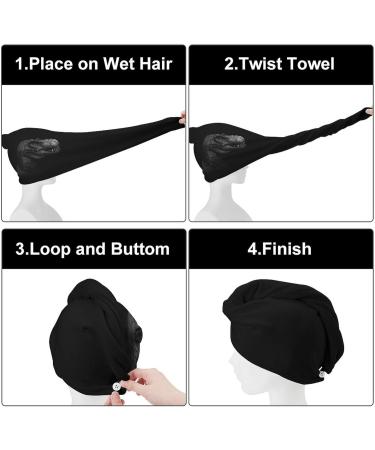 T-Rex Dinosaur Microfiber Hair Towel Wrap for Women | Super Absorbent 10x26 Inch Hair Turban with Button - Buy Online on GoSupps.com