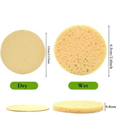 60 Count Compressed Facial Sponges 2.5Inch Yellow Wash Face Sponge Natural Wood Pulp Cotton Facial Washing Sponge Cleansing for Makeup Removal - Buy Online on GoSupps.com