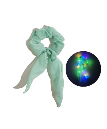 amangul Ear Luminous Hair Scrunchies LED Elastic Hair Rope Ponytail Holder Festival Woman Hair Supplies(Green)
