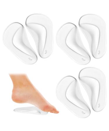 3 Pairs Arch Support Inserts Self-Adhesive Soft Gel Insole Arch Pads Transparent Silicone Reusable Sandals Shoe Insoles for Plantar Fasciitis Relief Flat Feet Flip Flops High Heel Arch Pain