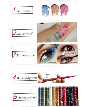 SKISUNO Waterproof Eye Shadow Pen 12 Pcs Eye Liner Pencils Women Cosmetic Pen Eye Shadow Pencil Lipstick Pen Automatic Miss - Buy Online on GoSupps.com