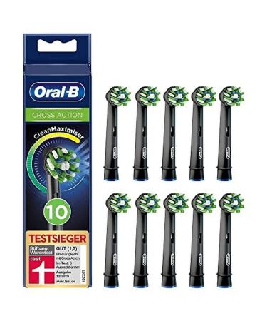 Oral-B CrossAction Black Edition Brush Heads with CleanMaximiser Bristles for Holistic Mouth Cleaning, Pack of 10 Black,green,yellow - Buy Online on GoSupps.com