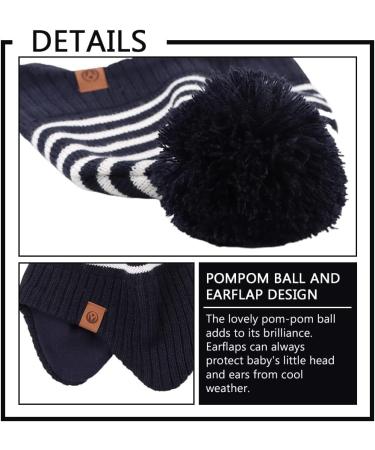 XIAOHAWANG Navy Striped Winter Baby Beanie Hat & Scarf Set | 9-24 Months - Buy Online on GoSupps.com