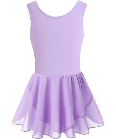 Tegmk Girls Tank Ballet Leotard with Skirt | Butterfly Hollow Back Dance Dress | Size 6-8 Years | Purple - Buy Online on GoSupps.com