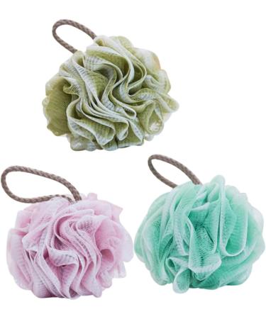 3pcs Natural Exfoliating Shower Ball Scrubber - Soft Mesh Bath Sponge for Men and Women - Perfect for Body Care - Buy Online on GoSupps.com