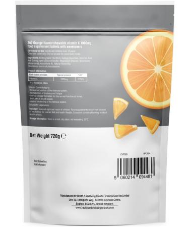 Vitamin C 1000mg Chewable Tablets - 360 Count - Immune Health Support - Reduce Cold Symptoms and Fatigue - Pack of 1 - Buy Online on GoSupps.com