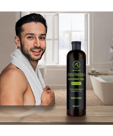 Shower Gel Refresh 500ml - Shower Gel for Men - Gel with Lemongrass Essential Oil - Skin Care - Body Care - Cleansing and Care - Fresh Fragrance - Masculine Aroma - Body Wash for Him - Buy Online on GoSupps.com