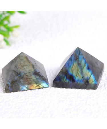 Natural Crystal Rough Natural Labrador Feldspar Crystal Pyramid Rock Specimen Living Room Elongated Stone Ornaments Gifts 1PC - Buy Online on GoSupps.com