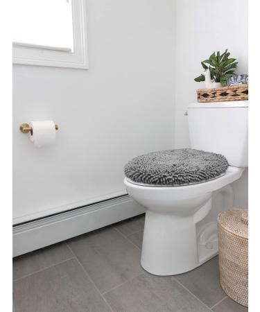 LuxUrux Toilet Lid Cover - Extra-Soft Plush Seat Washable Shaggy Microfiber Standard Lid Cover for Bathroom - Light Grey (18 x 18'') - Buy Online on GoSupps.com
