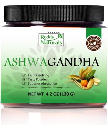 Reddy Naturals Aryana Pure Organic Ashwagandha Powder - High-Potency Root Extract with 10% Withanolides - Natural Orange Flavor for Stress & Energy Support - 4.2 OZ (120g)