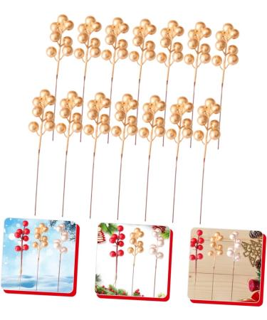 DECHOUS 40 Pcs Christmas Fruit Winter Christmas Tree Decorations Berry Stems Christmas Red Berries Branches Home Decor Christmas Tree Fake Berry Red Fruit Skewers Household Foam Goldenx2pcs 17x3cmx2pcs - Buy Online on GoSupps.com