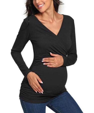 Love2Mi Maternity Nursing Shirt Short Sleeve V-Neck | XL Dark Black - Buy Online on GoSupps.com