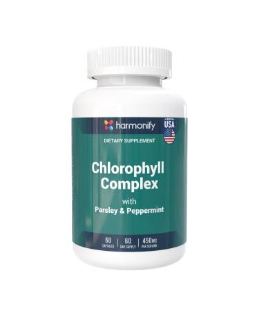 HARMONIFY Chlorophyll Capsules 450mg, Natural Chlorophyll Pills for Women & Men Highly Bioavailable Chlorophyll Supplement 120 Capsules