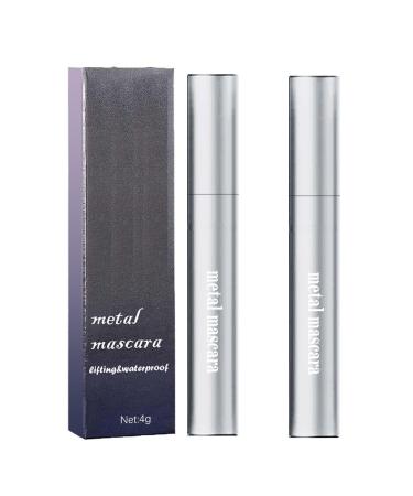 Curling eyelash wand mascara iron brush mascara waterproof makeup wand powerful metal small tube mascara washable ultra-slim metal mascara brushless mascara (Black-2pc)
