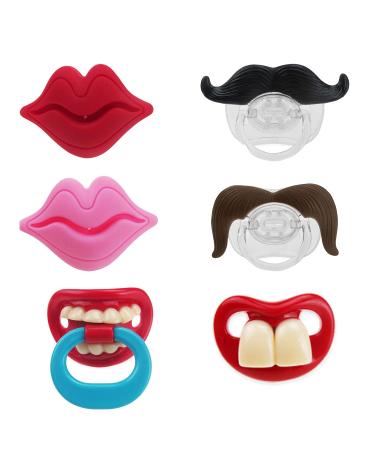 3 Pack Kissable Mustache Pacifiers | Funny Baby Lip Design | Safe Silicone Pacifiers for Infants - Buy Online on GoSupps.com