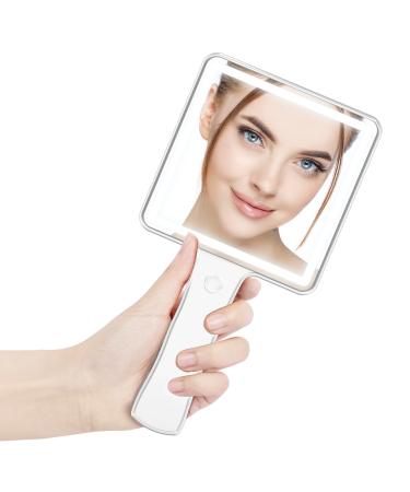 CORROY Travel Hand held Mirror - Handheld Mirror with Handle for Makeup, Rechargeable USB Charging Hand Mirror,Square